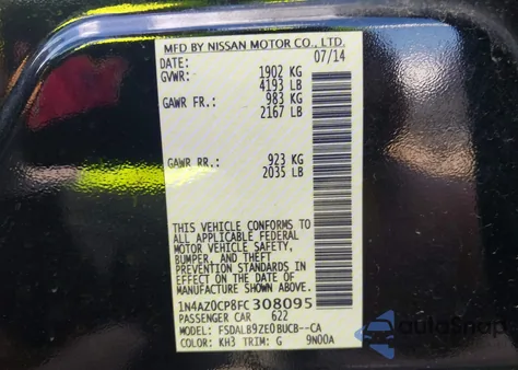 2015 Nissan Leaf S from USA, damaged, VIN 1N4AZ0CP8FC308095